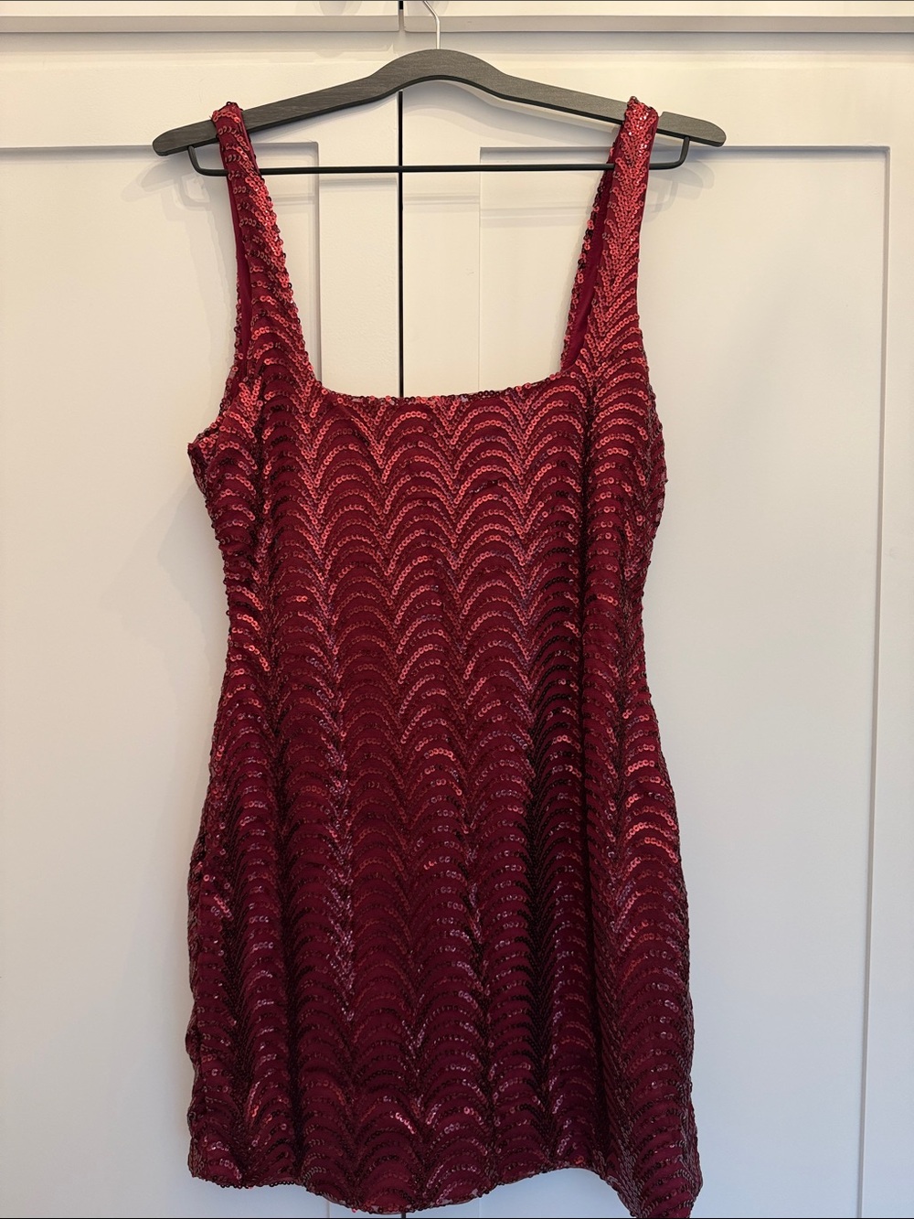 Bardot Burgundy Sequin Scoop Neck Mini Dress